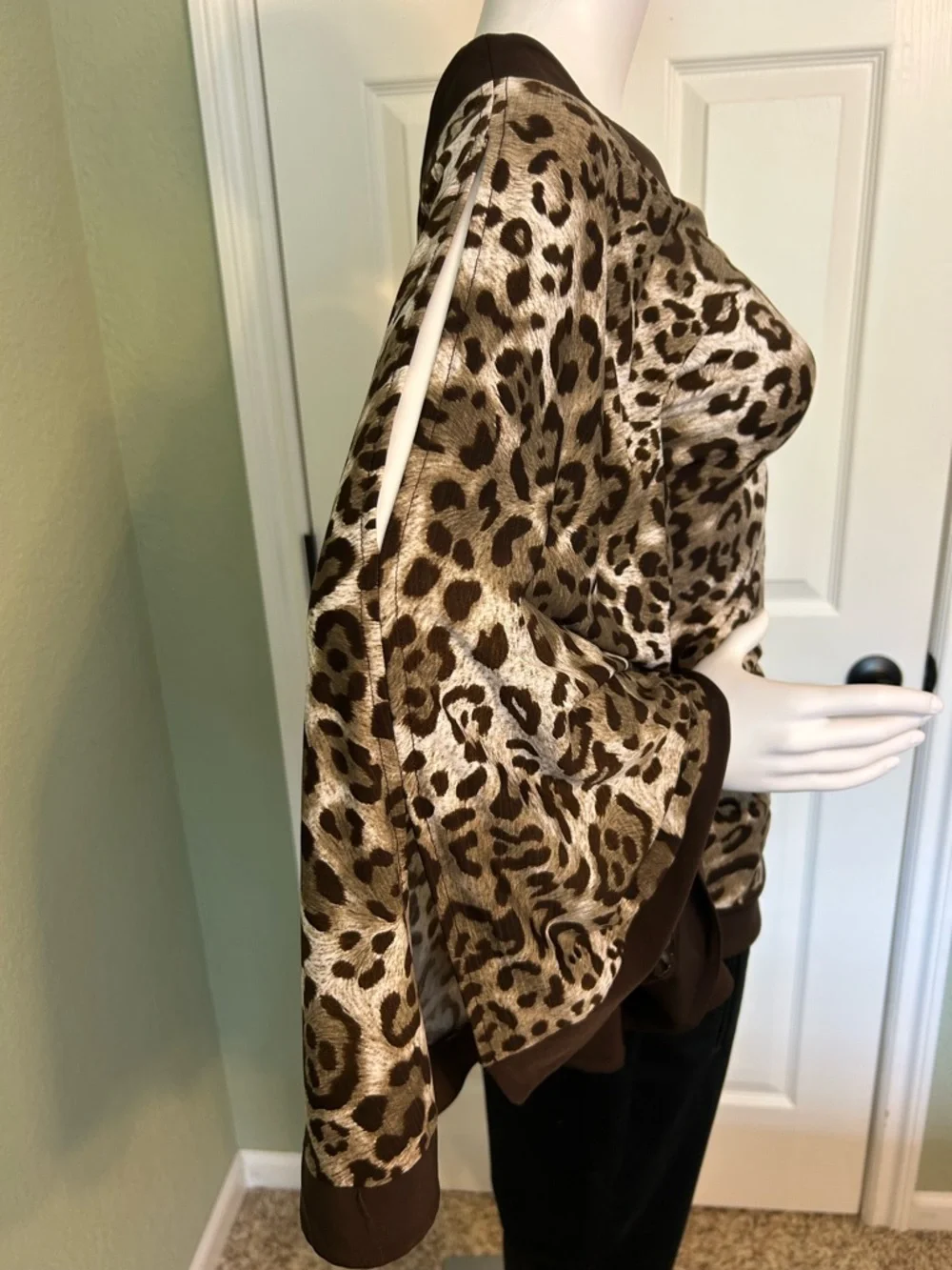 grass collection Brown and Taupe Leopard Print One-Shoulder Top - Picture 4 of 6
